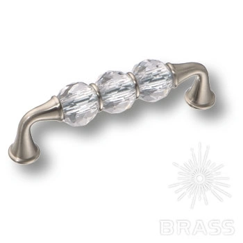 Brass Ручка скоба 2537-006-96 латунь никель с кристаллами 96 мм фото 1