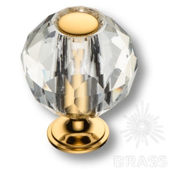 Brass Ручка кнопка 0737-003-2 латунь глянцевое золото с кристаллом фото 1