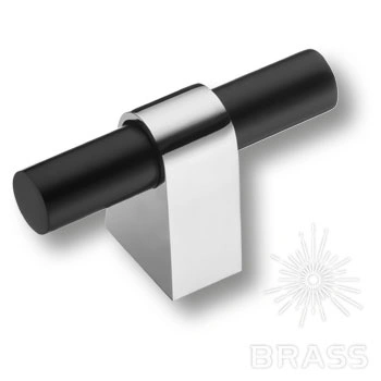 Brass Ручка кнопка 8966 0008 CR-AL6 глянцевый хром / чёрный фото 1