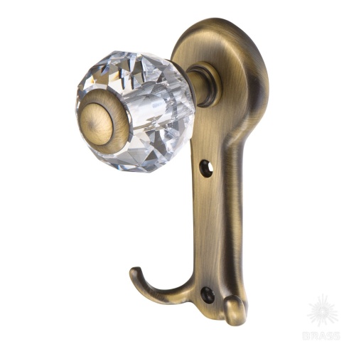 Brass Крючок мебельный с кристаллом 0437-013 состаренная латунь фото 1