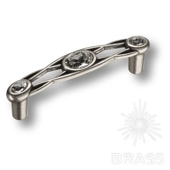 Brass Ручка скоба эксклюзивная коллекция 15.133.64.SWA.16 старое серебро с кристаллами Swarovski 64 мм фото 1