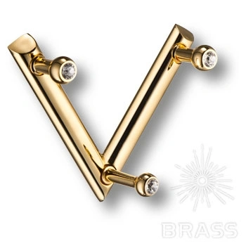 Brass Крючок мебельный трехрожковый с кристаллом 0493-030-V3 SWR глянцевое золото 24K фото 1