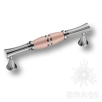 Brass Ручка скоба 2202-51-128-PINK PEARL-SILVER LINE розовый / глянцевый никель 128 мм фото 1