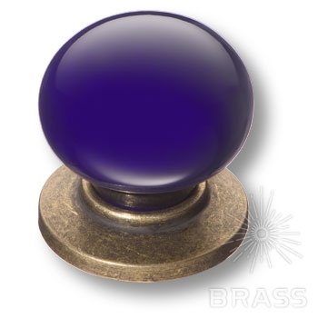 Brass Ручка кнопка 3005-40-COBALT синий / старая бронза фото 1