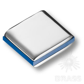 Brass Ручка кнопка 429025MP02PL12 глянцевый хром с синей вставкой 16 мм фото 1