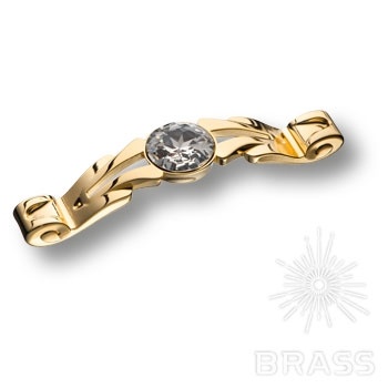 Brass Ручка скоба с кристаллами Swarovski эксклюзивная коллекция 15.166.96.SWA.19 глянцевое золото 96 мм   фото 1