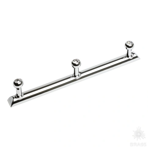 Brass Крючок мебельный трехрожковый с кристаллом 0493-005-3 SWR глянцевый хром фото 1