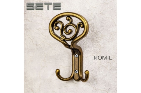 Крючок мебельный трехрожковый K-ROMIL-04 бронза фото 1