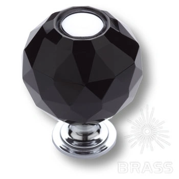 Brass Ручка кнопка 0737-520-2-BLACK латунь глянцевый хром с черным кристаллом фото 1