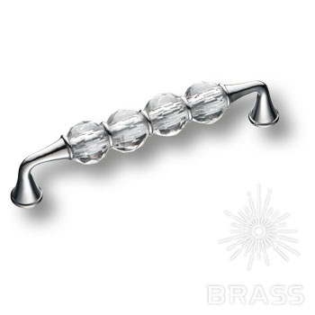 Brass Ручка скоба 2537-005-128 латунь глянцевый хром с кристаллами 128 мм фото 1