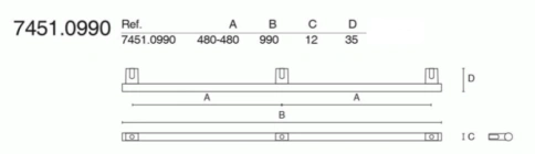 Brass Ручка рейлинг модерн 7451.0990.017 шелковый никель 480-480 мм фото 2