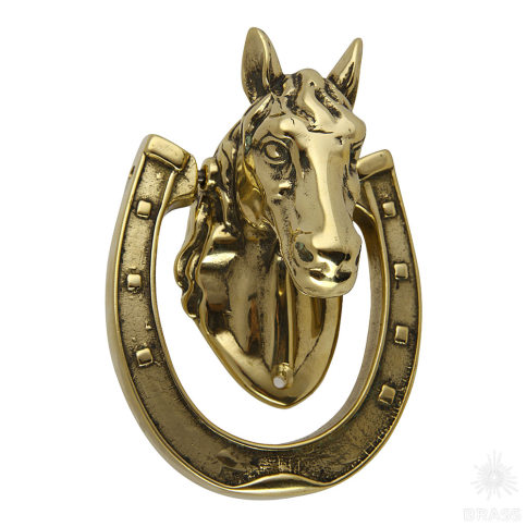 00273 Дверной молоток Лошадь латунь фото 1