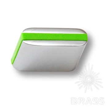 Brass Ручка кнопка 429025MP02PL13 глянцевый хром с зеленой вставкой 16 мм фото 1