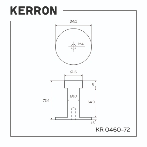 Крючок мебельный однорожковый KR 0460-72 ST сталь 72 мм фото 2