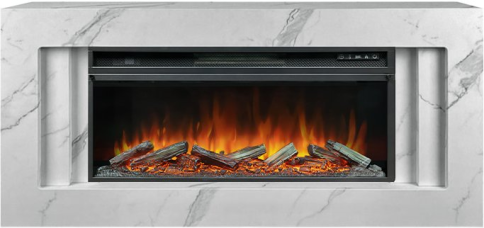 Каминокомплект Line 42 SFT Stone Touch - Белый мрамор с очагом Vision 42 LOG LED фото 1