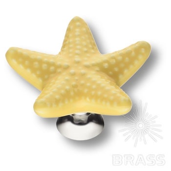 Brass Ручка кнопка STAR 002 жёлтый /глянцевый хром фото 1