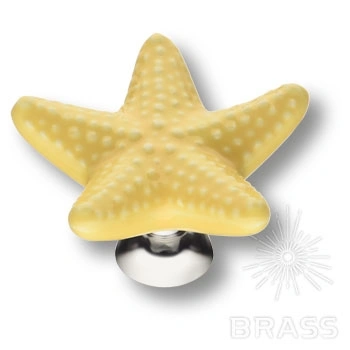 Brass Ручка кнопка STAR 002 жёлтый /глянцевый хром фото 1