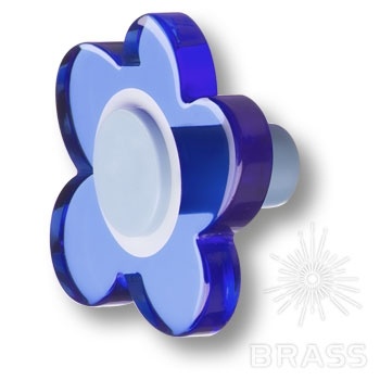Brass Ручка кнопка детская 698AZX цветок с 5-ю лепестками голубой фото 1